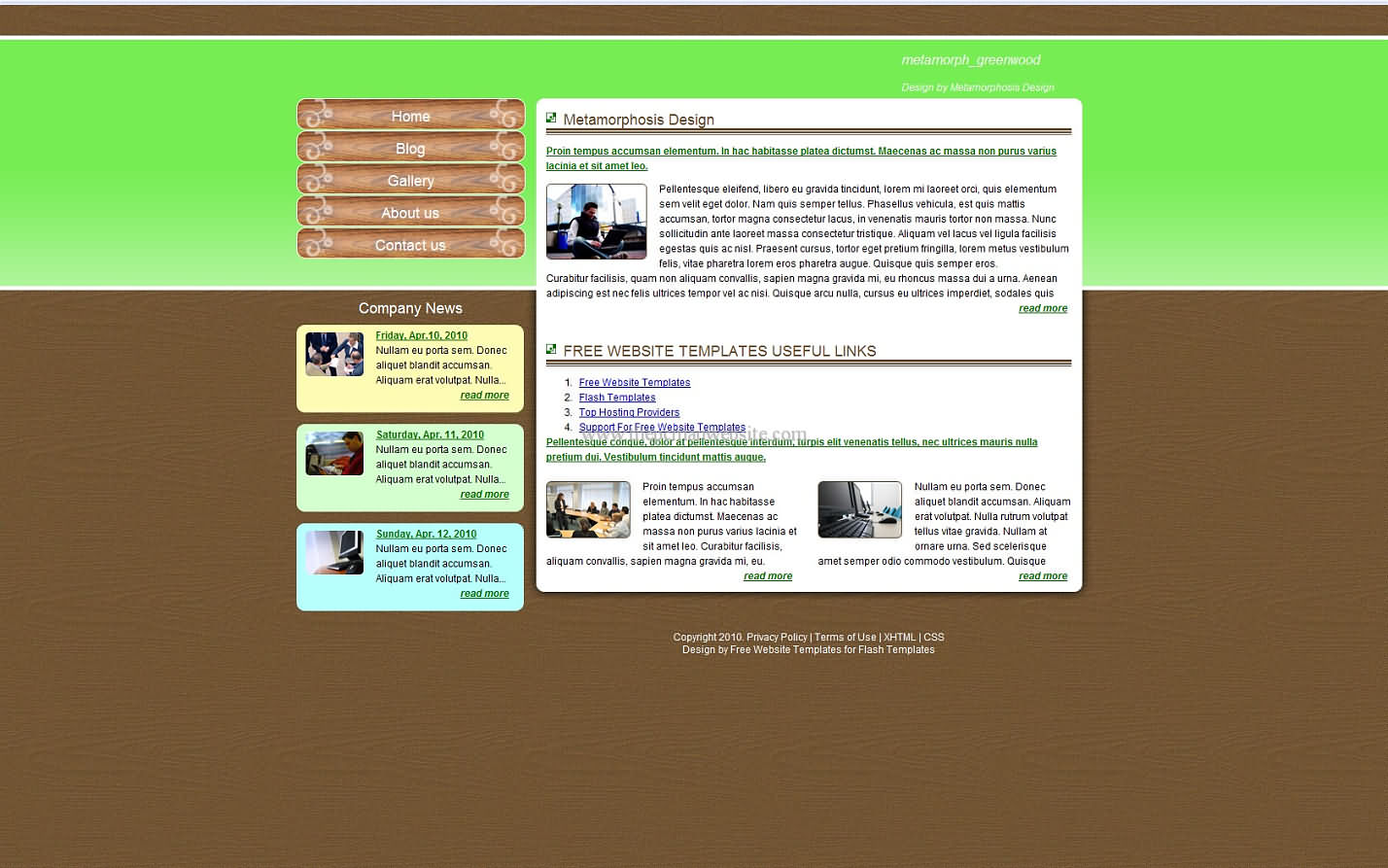 Metamorph Greenwood css template