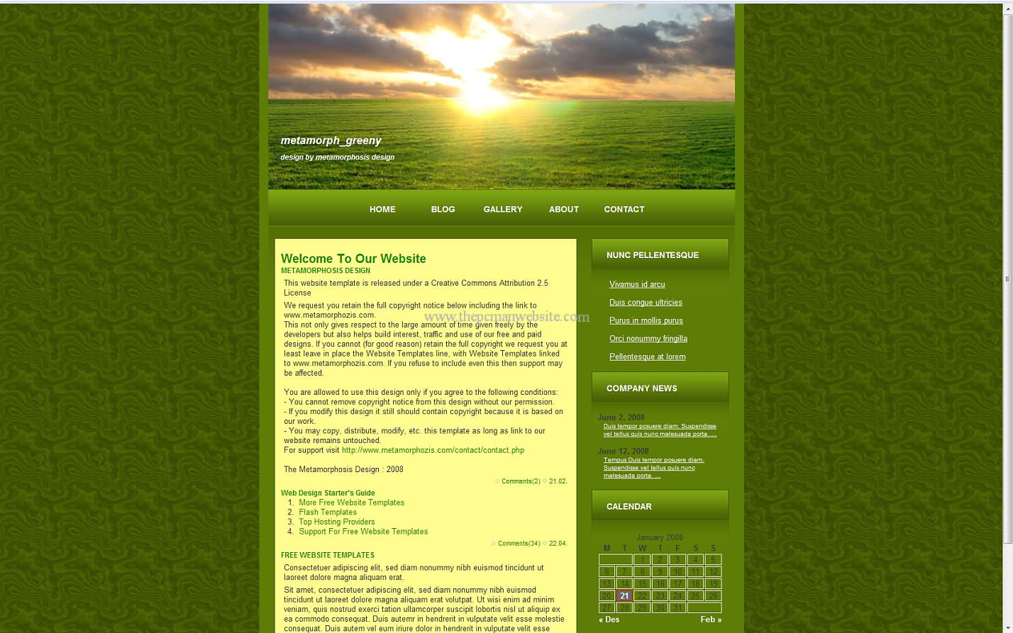 Metamorph Greeny css template