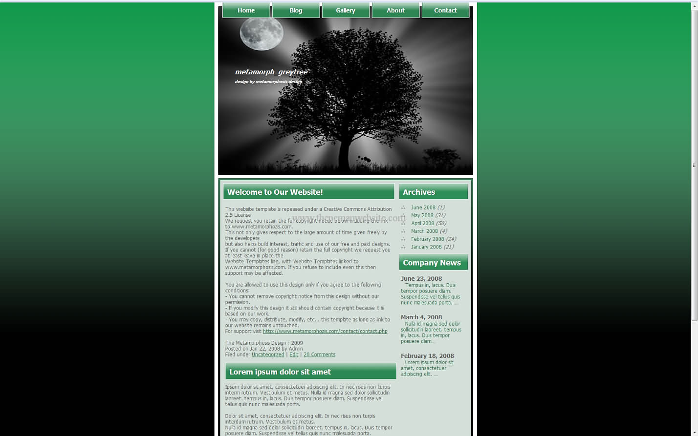 Metamorph Greytree css template