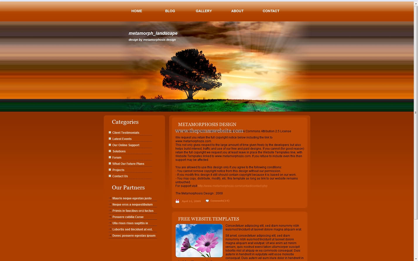 Metamorph Landscape css template