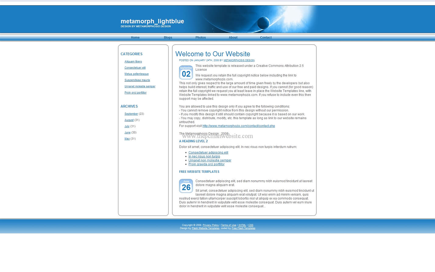 Metamorph Lightblue css template