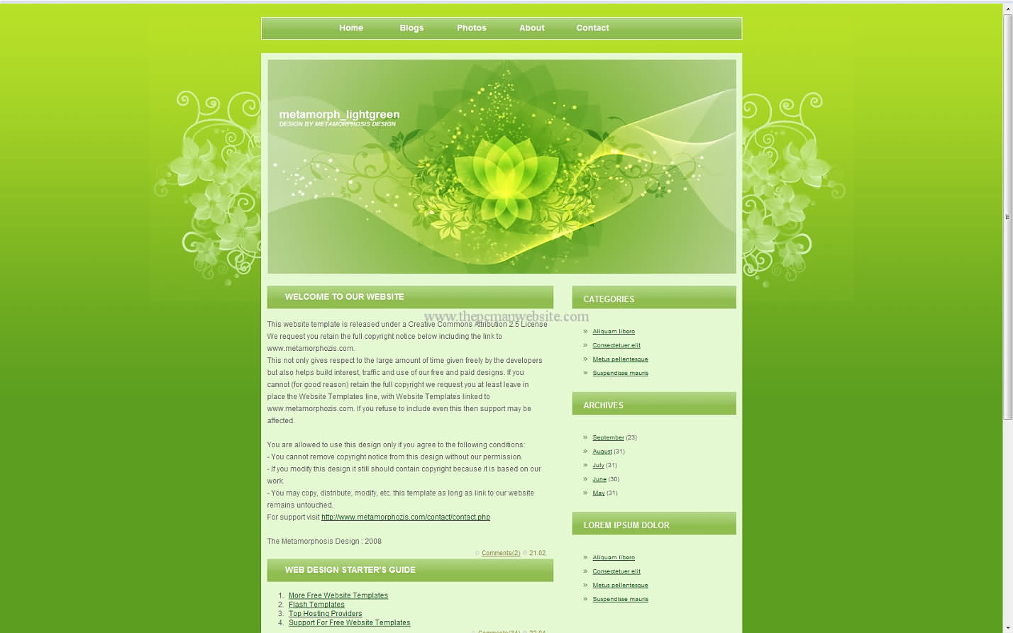 Metamorph Lightgreen css template