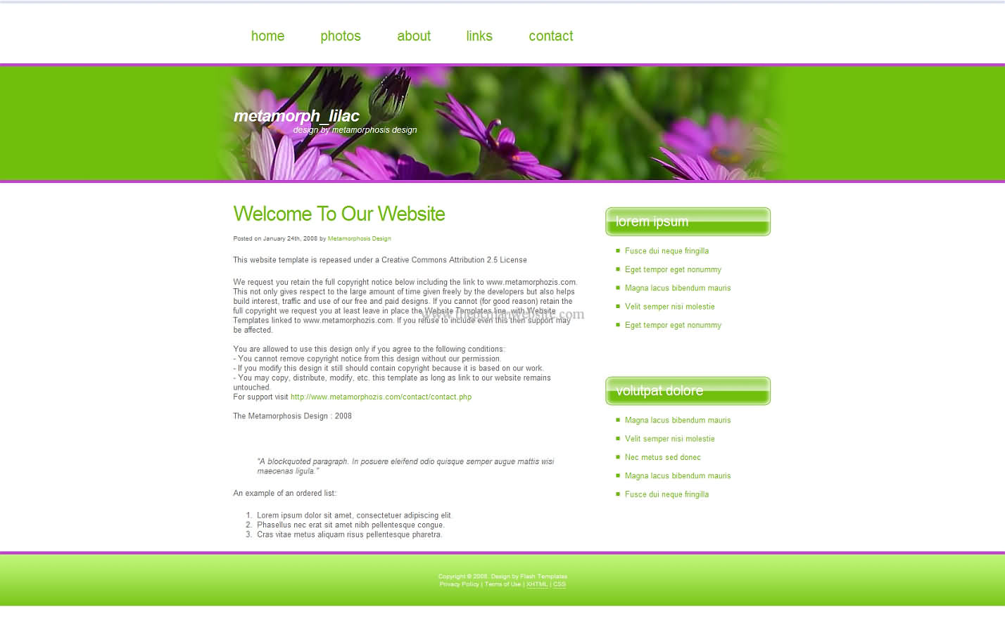 Metamorph Lilac css template