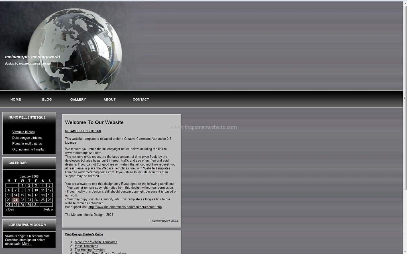 Metamorph Mercuryworld css template