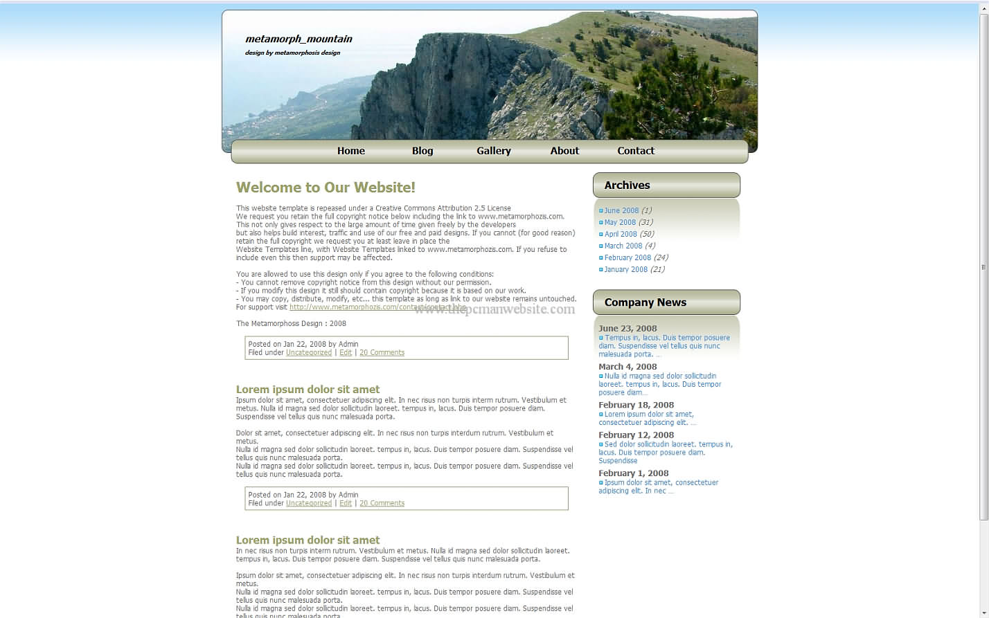 Metamorph Mountain css template