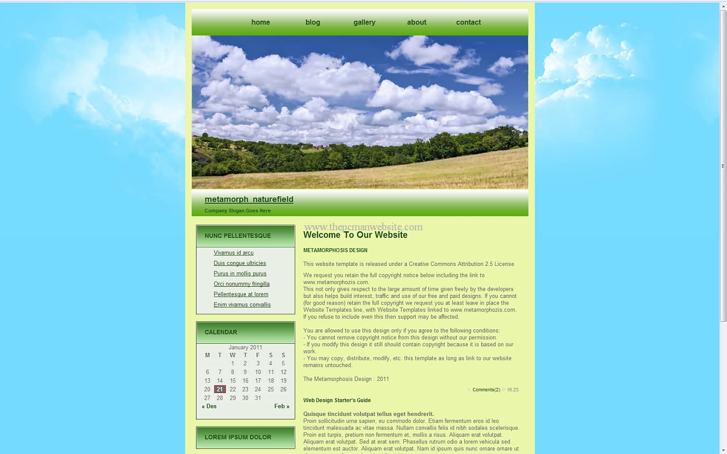 Metamorph Naturefield css template