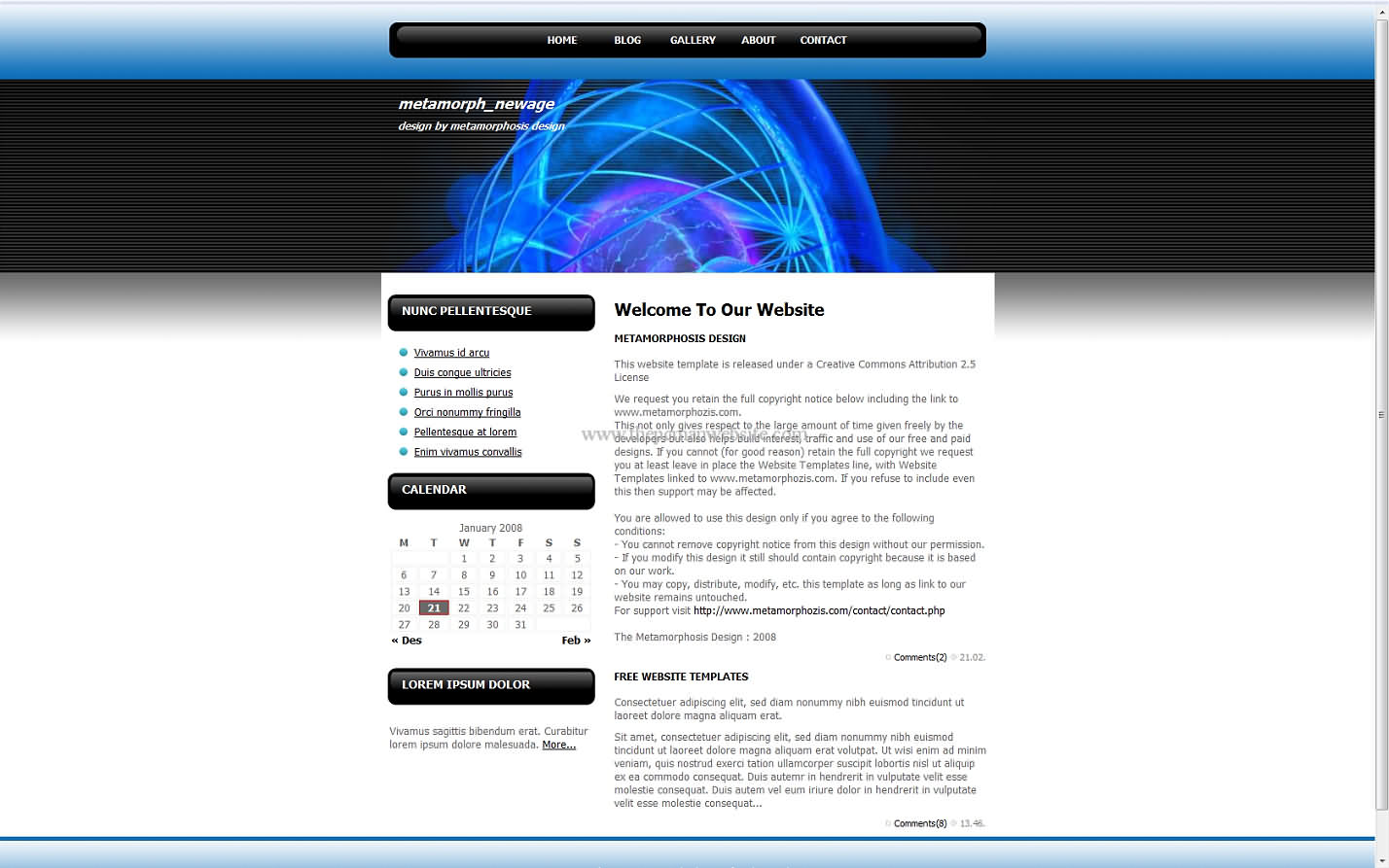 Metamorph Newage css template