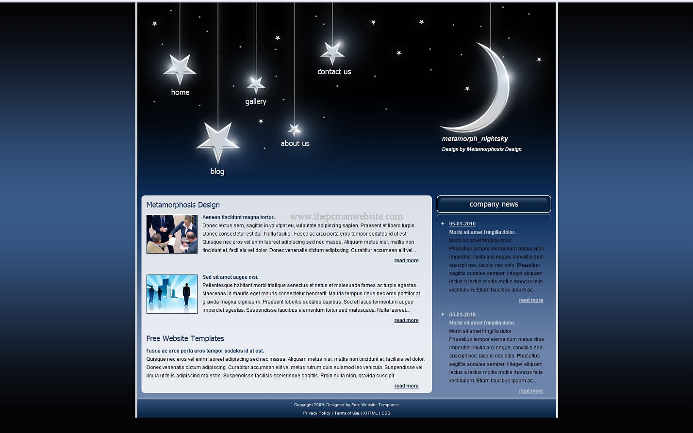 Metamorph Nightsky css template