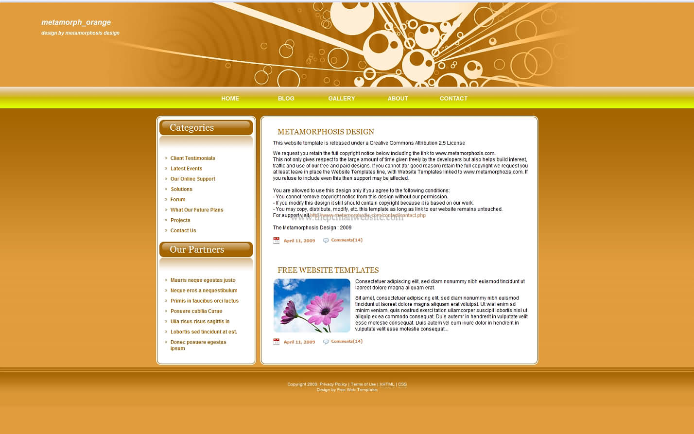 Metamorph Orange css template