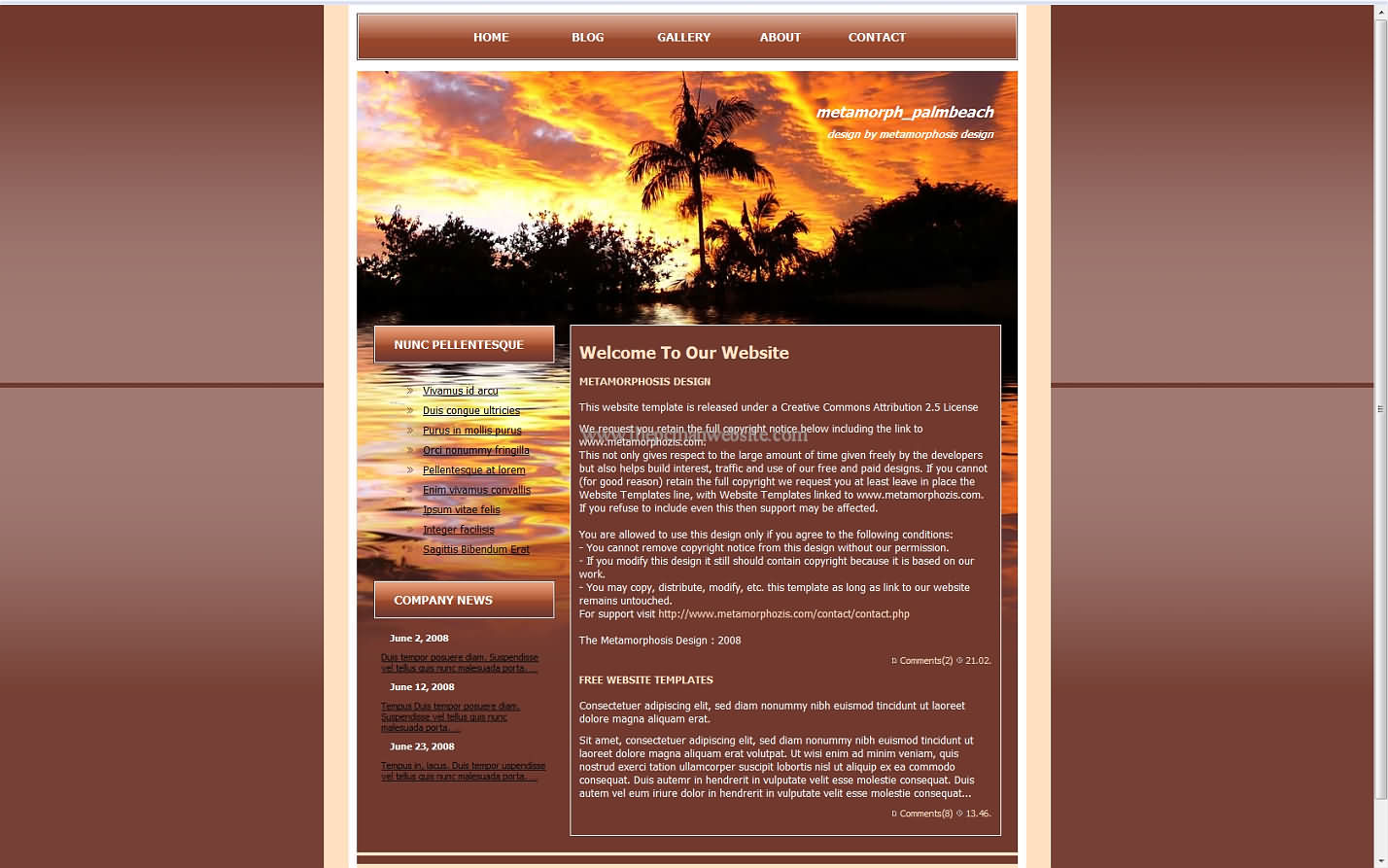 Metamorph Palmbeach css template