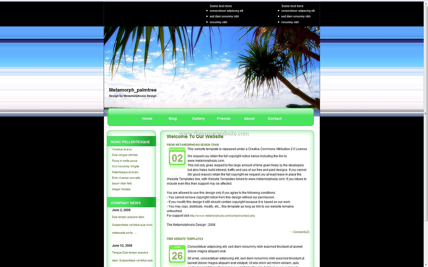 Metamorph Palmtree css template