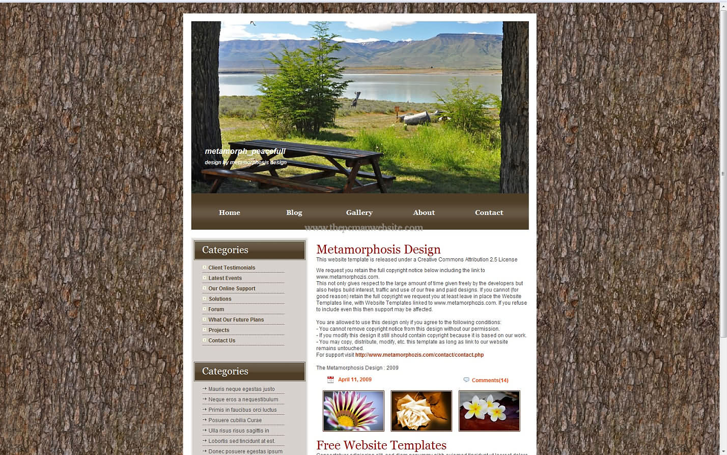 Metamorph Peacefull css template