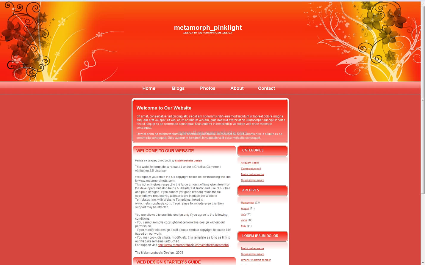 Metamorph Pinklight css template