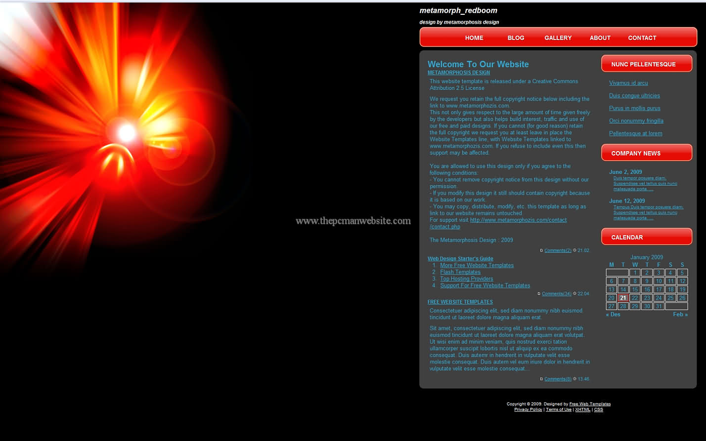 Metamorph Redboom css template