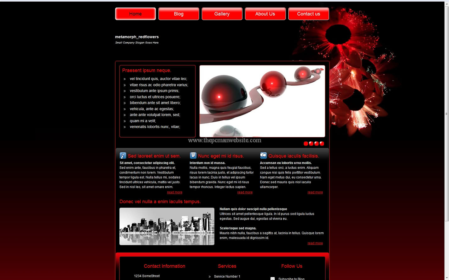 Metamorph Redflowers css template