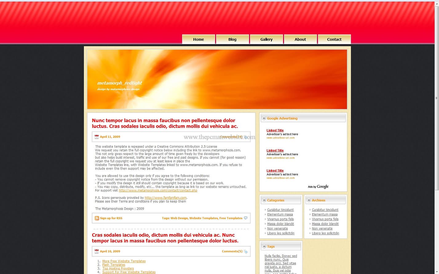 Metamorph Redtight css template