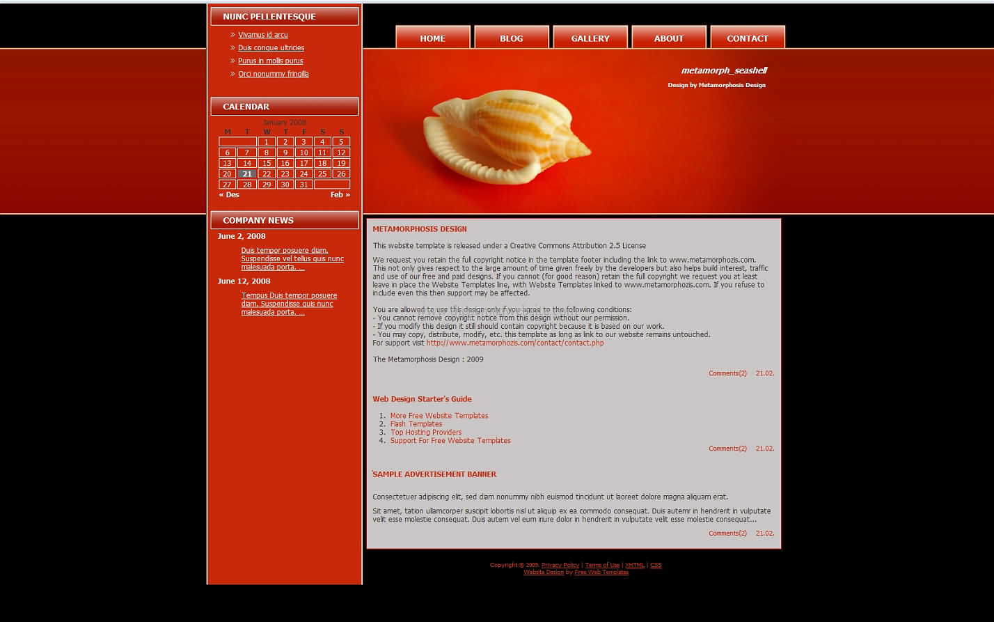 Metamorph Seashell css template
