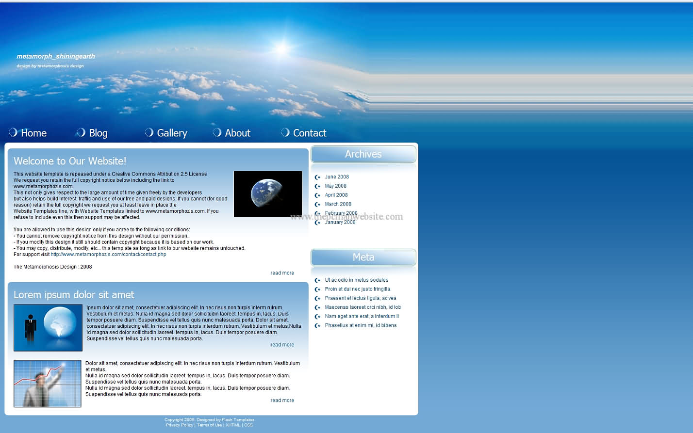 Metamorph Shiningearth css template