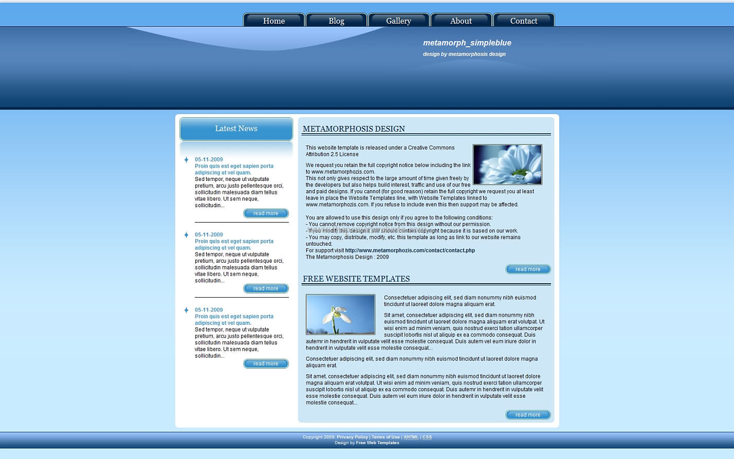 Metamorph Simpleblue css template