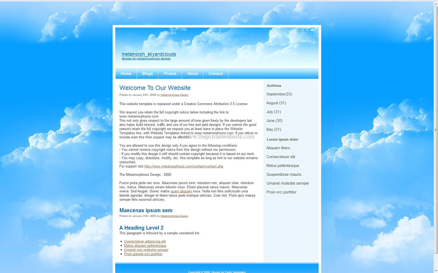 Metamorph Skyandclouds css template