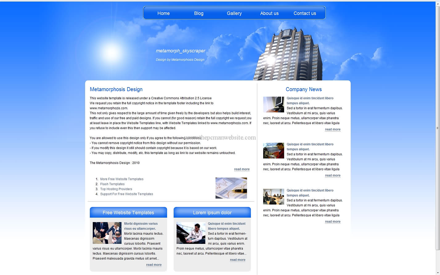 Metamorph Skyscraper css template