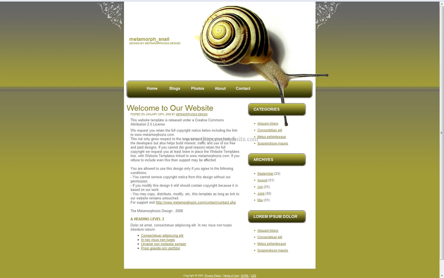 Metamorph Snail css template