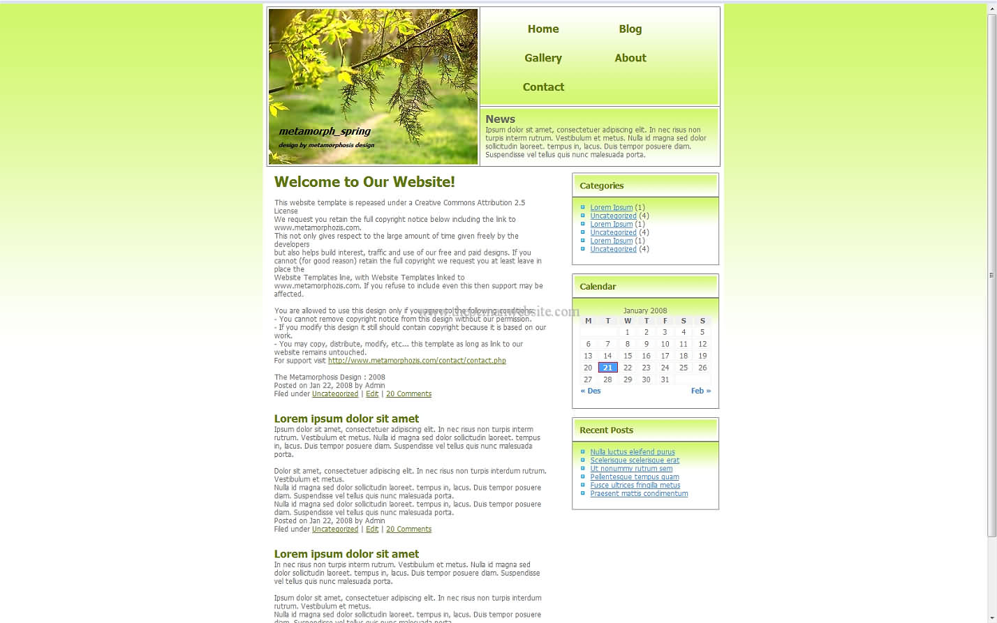 Metamorph Spring css template