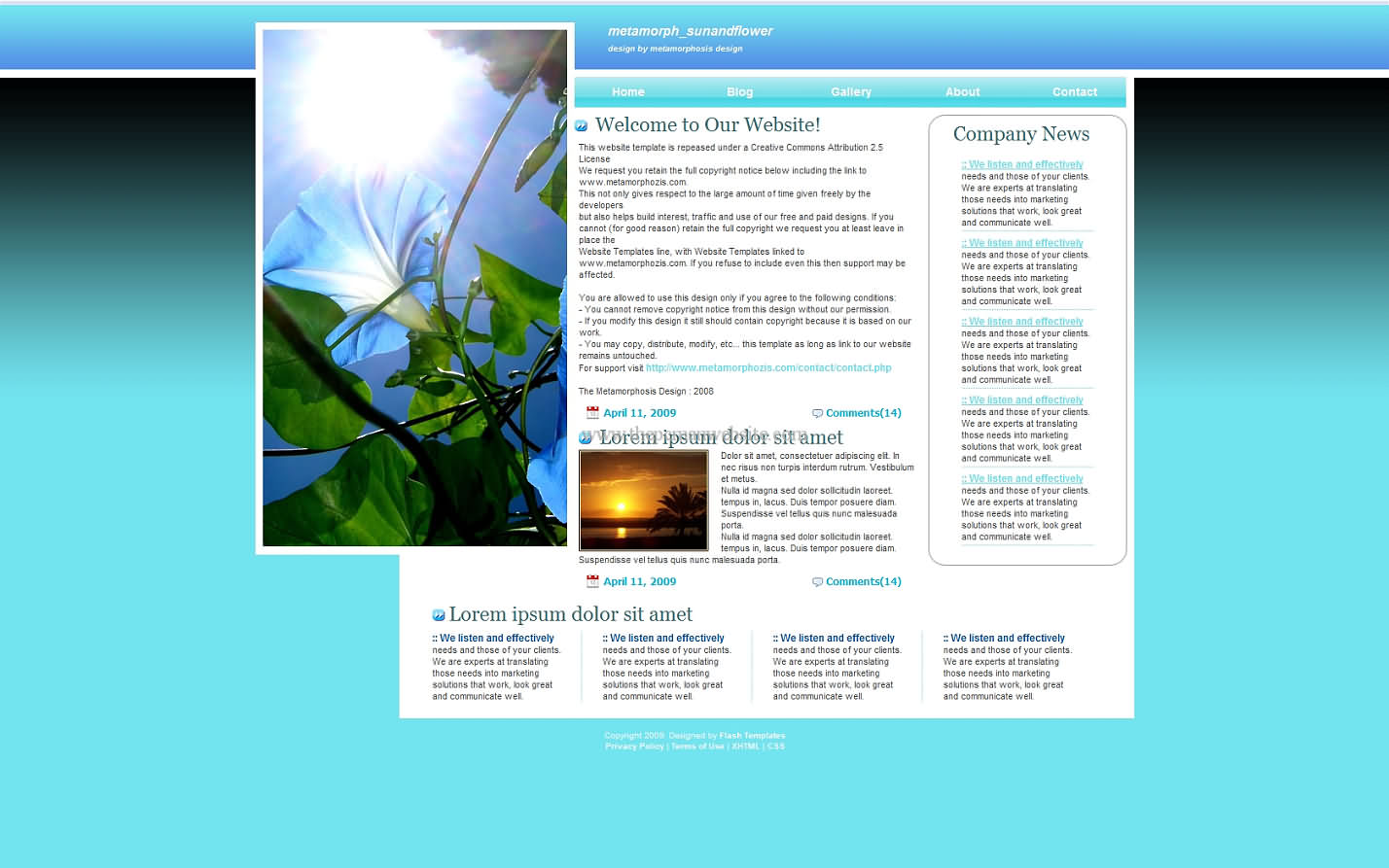 Metamorph Sunandflower css template