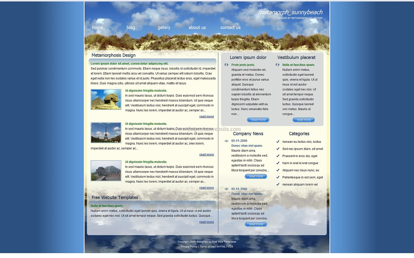 Metamorph Sunnybeach css template