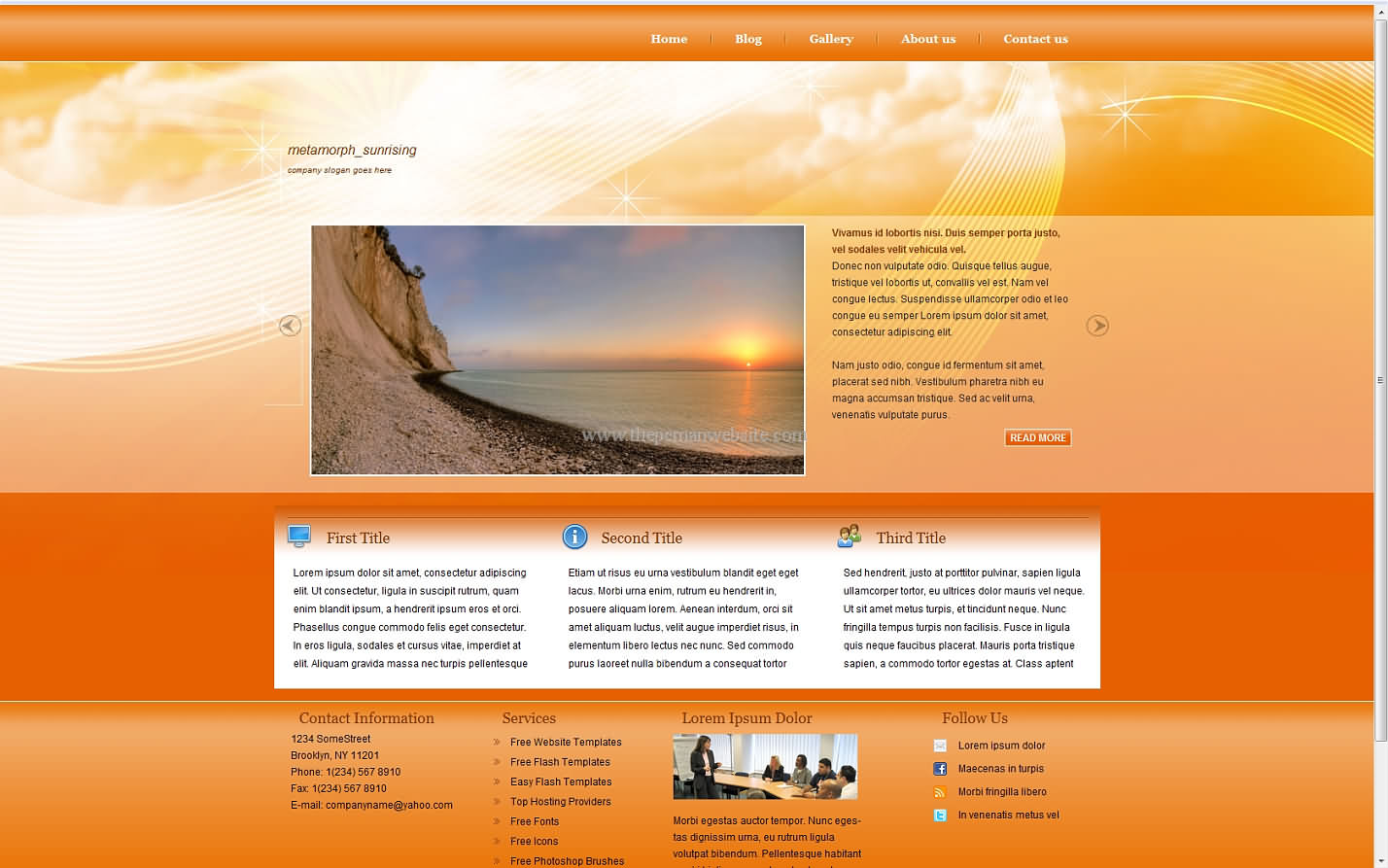 Metamorph Sunrising css template