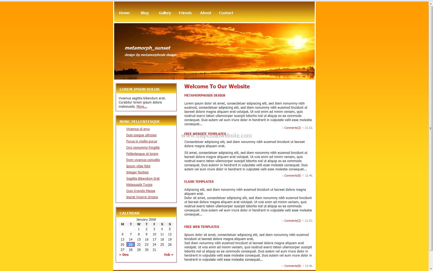 Metamorph Sunset css template