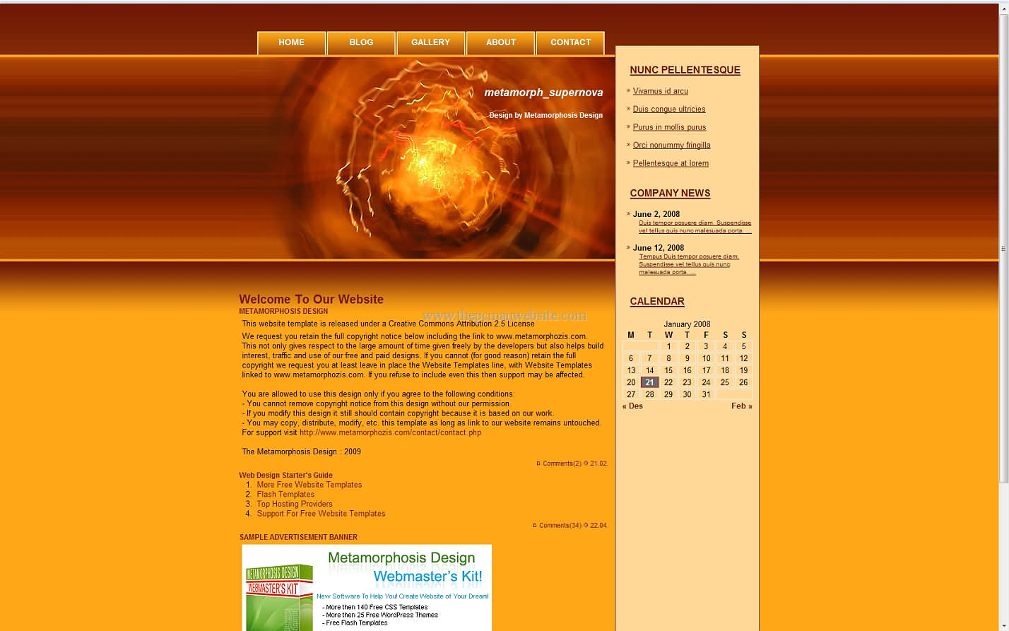 Metamorph Supernova css template