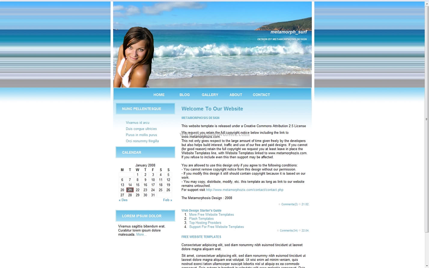 Metamorph Surf css template