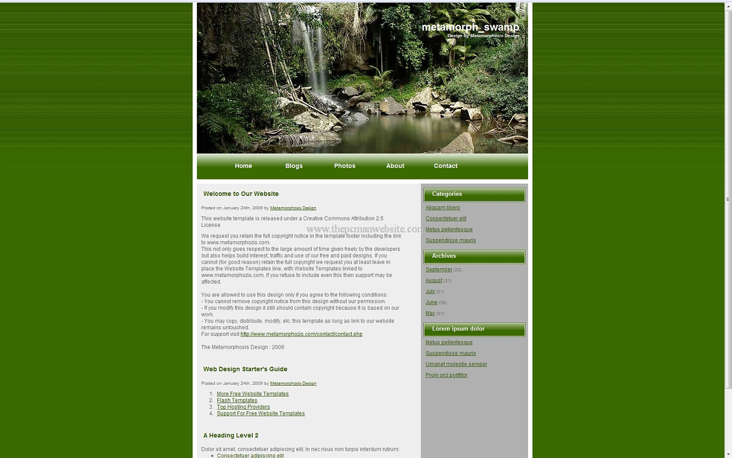 Metamorph Swamp css template