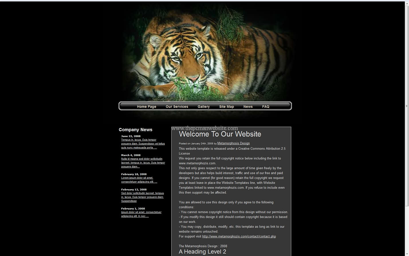 Metamorph Tiger css template