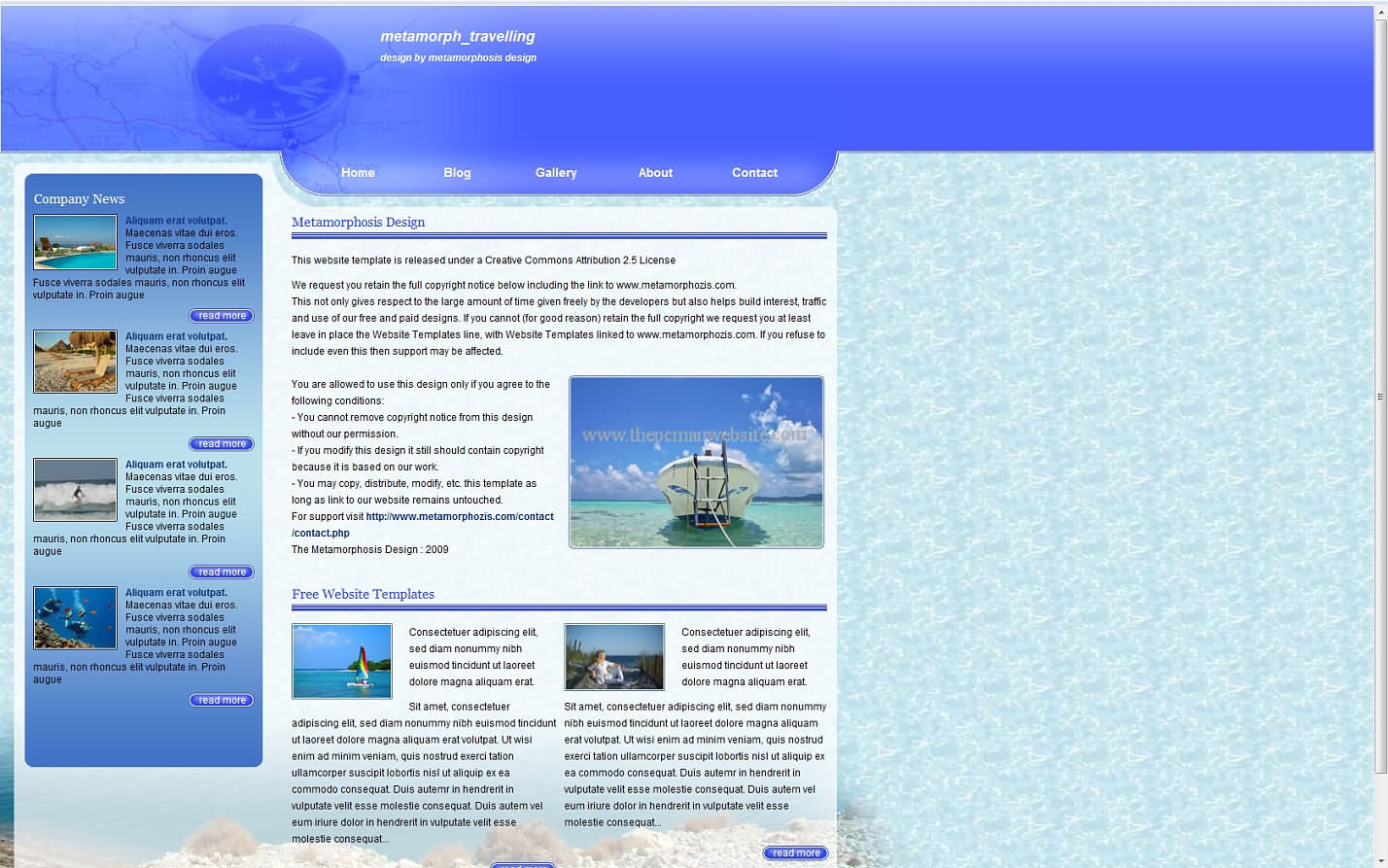 Metamorph Travelling css template