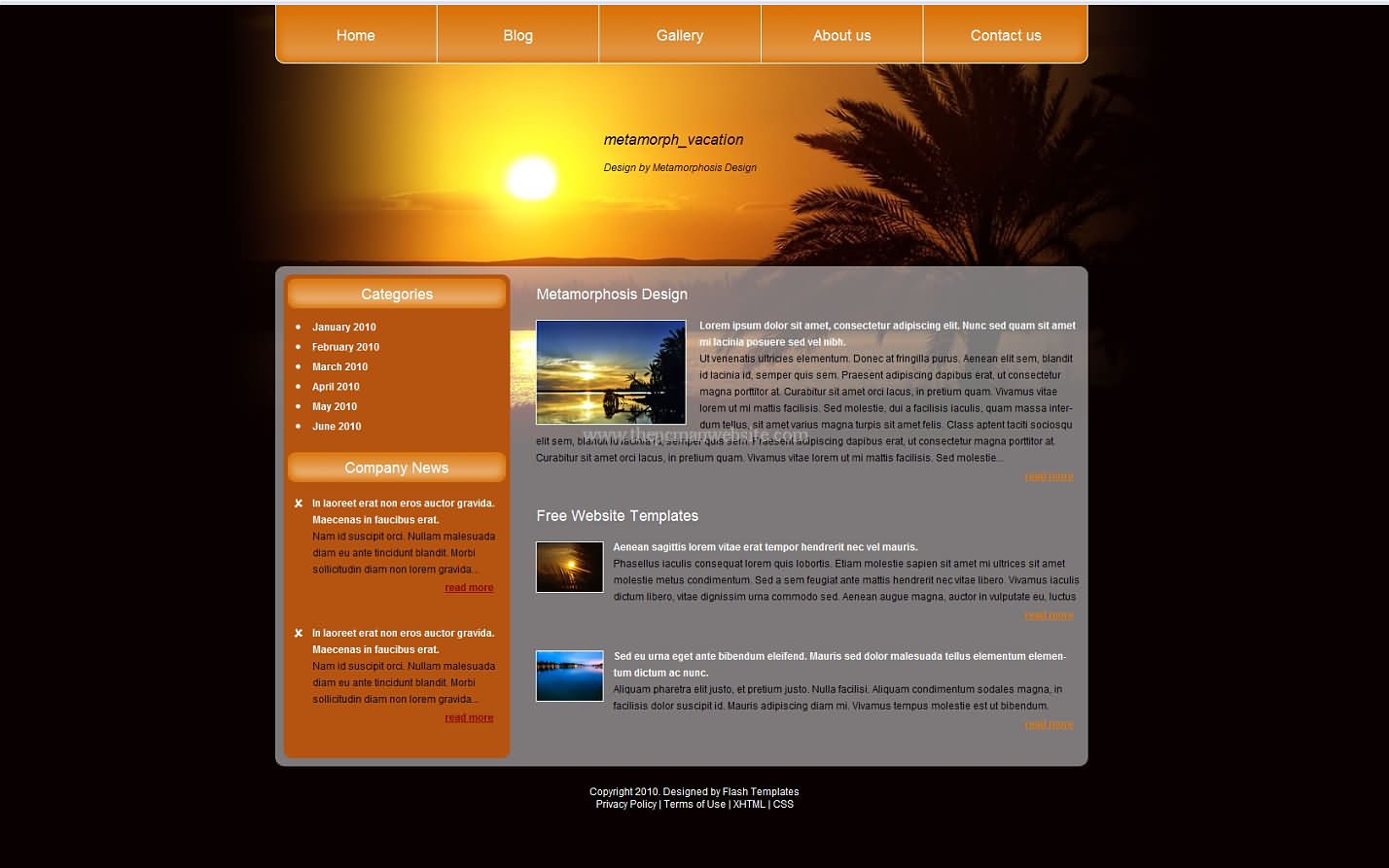 Metamorph Vacation css template