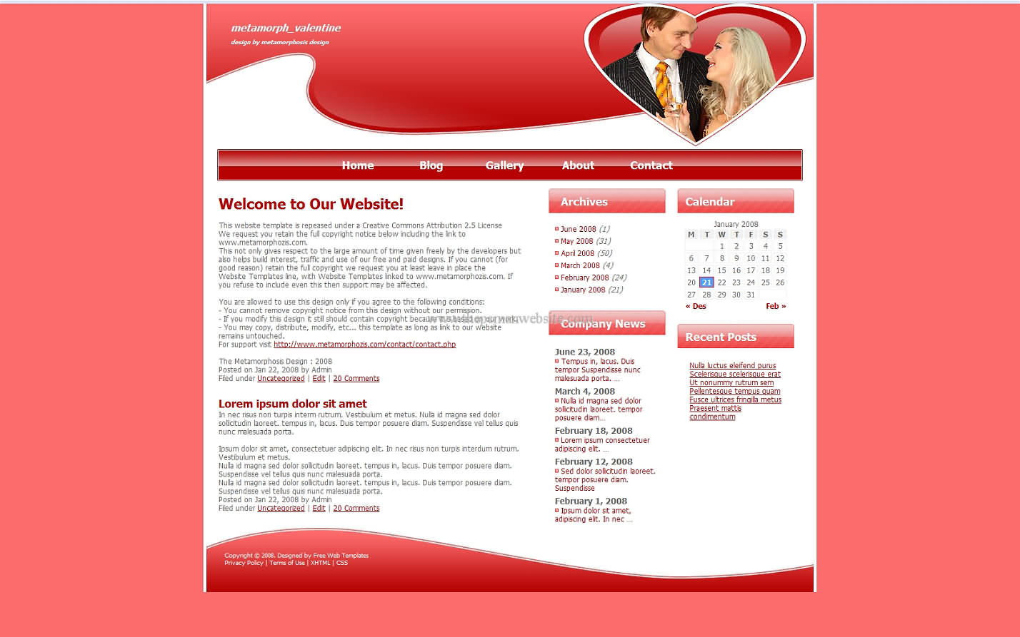 Metamorph Valentine css template