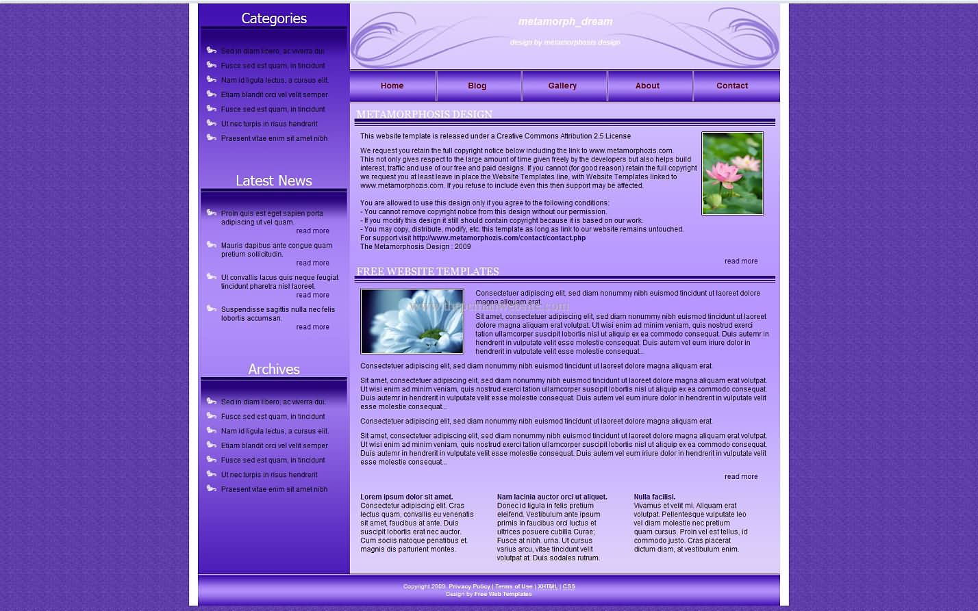 Metamorph Violetdream css template