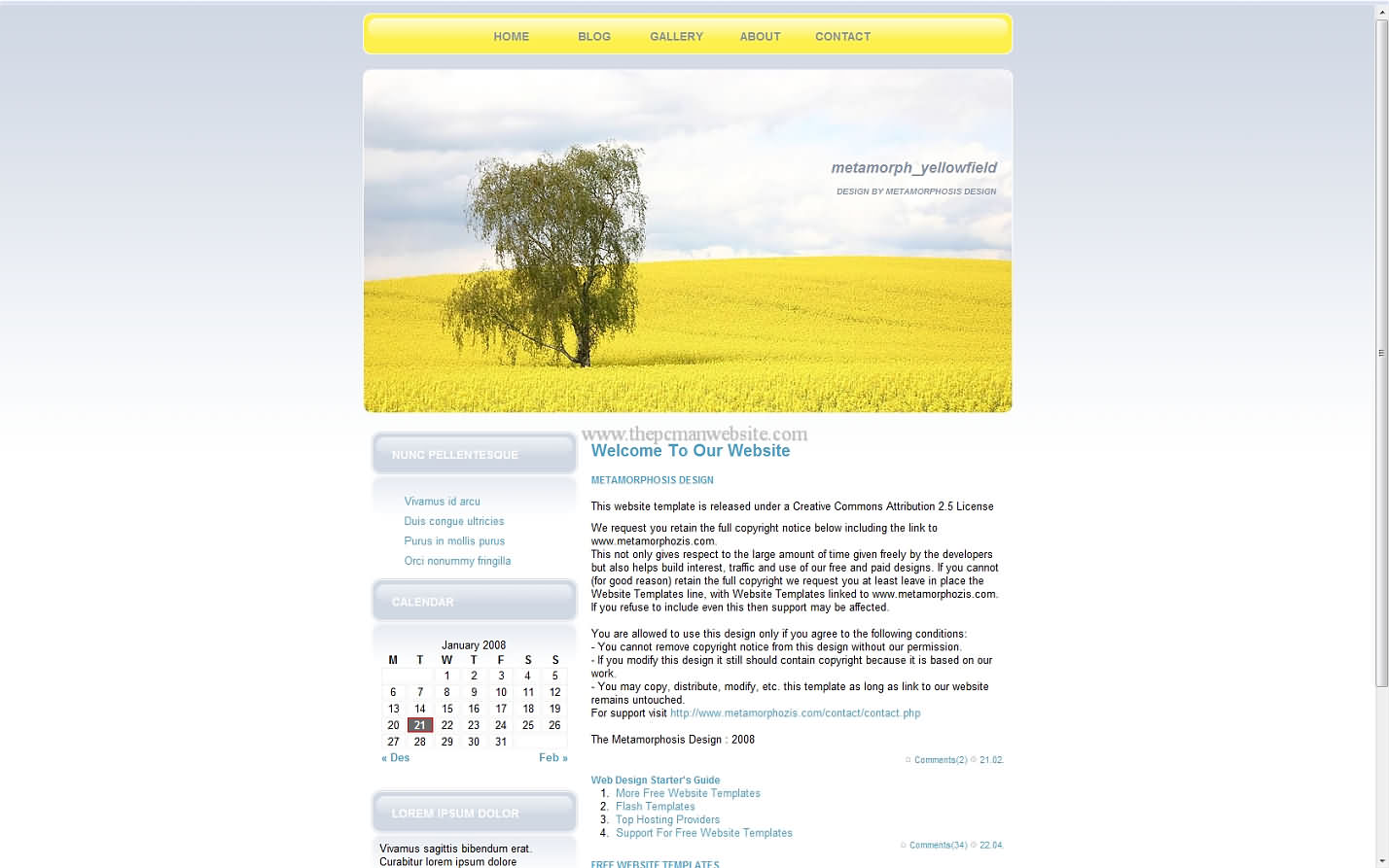 Metamorph Yellowfield css template