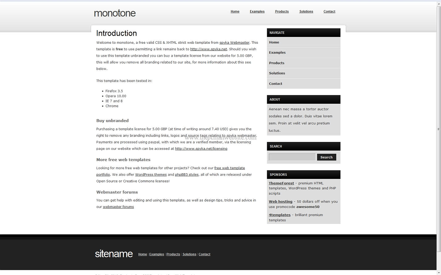 Monotone css template