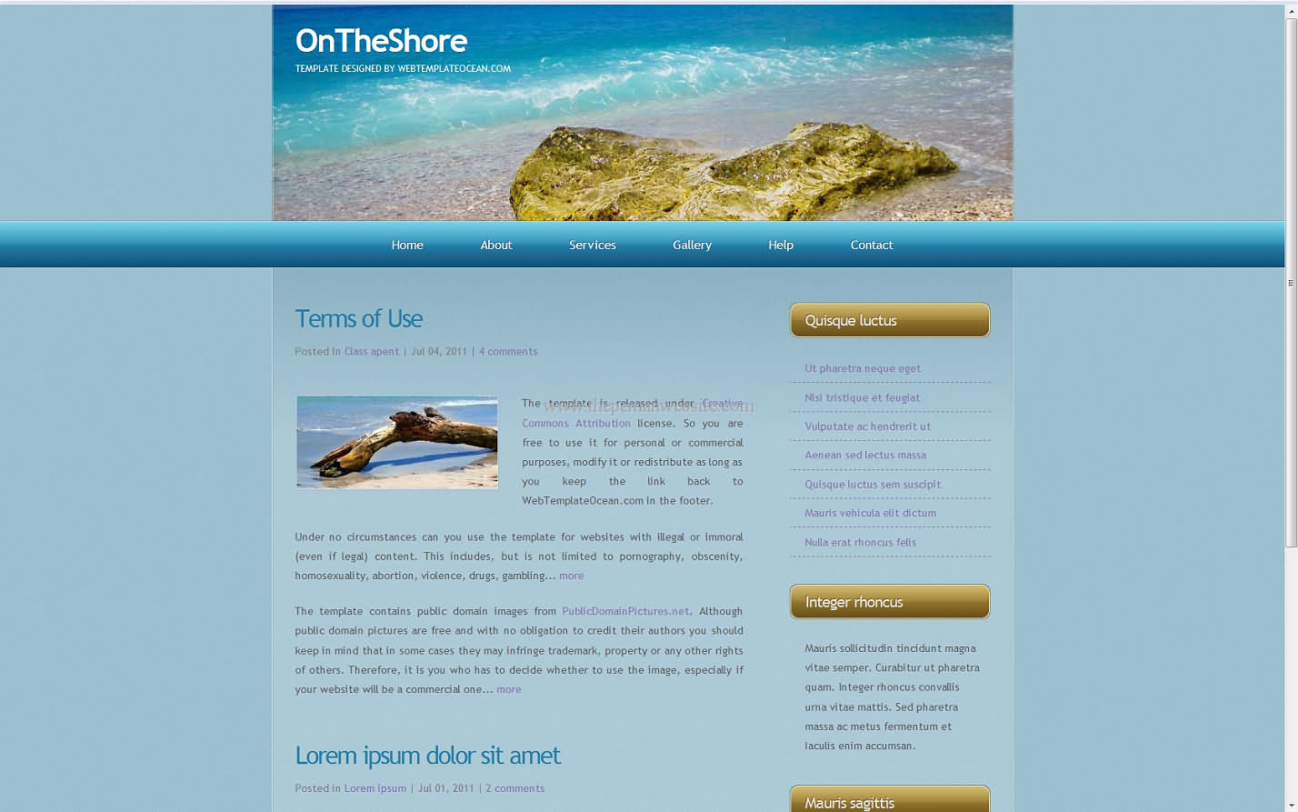 Ontheshore css template