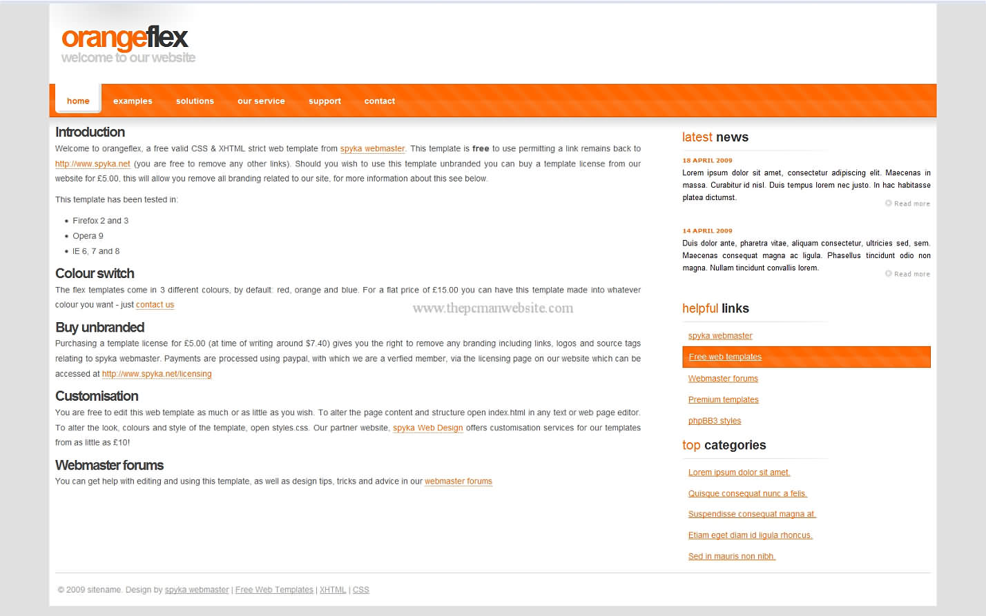 Orangeflex css template