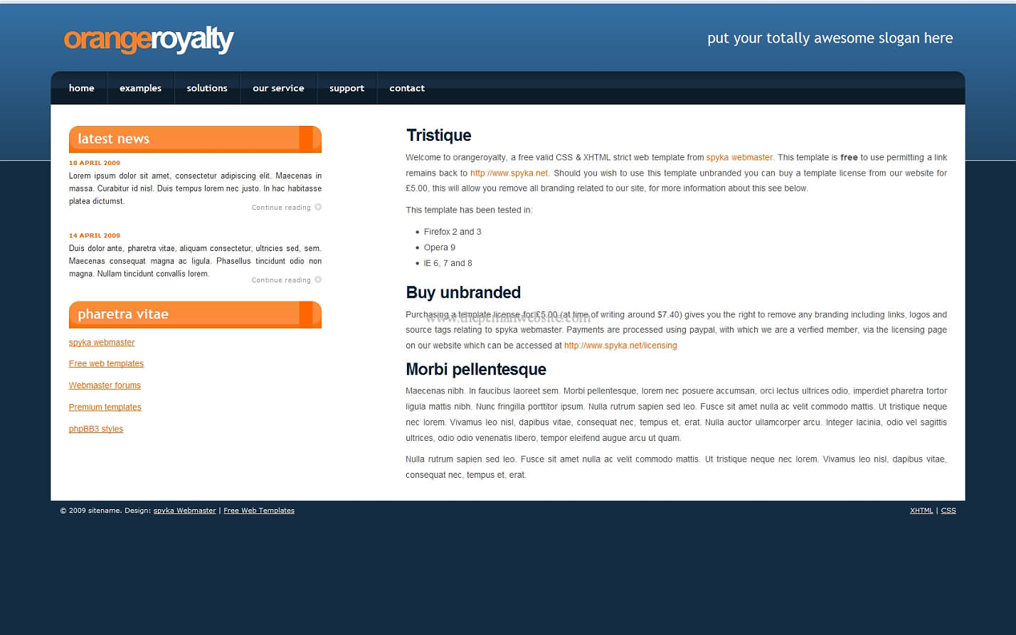 Orangeroyalty css template