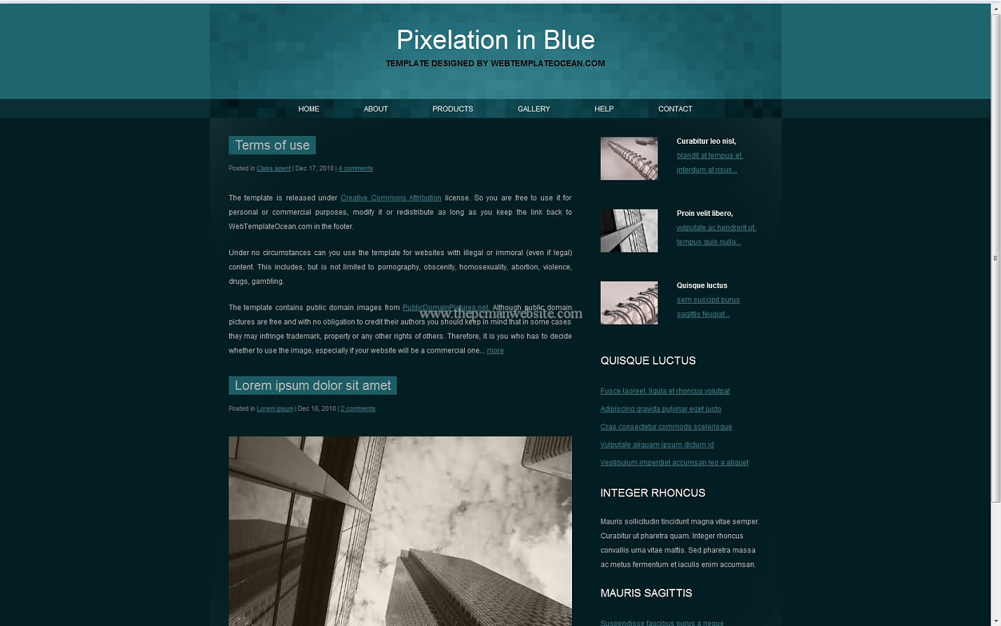 Pixelationinblue css template