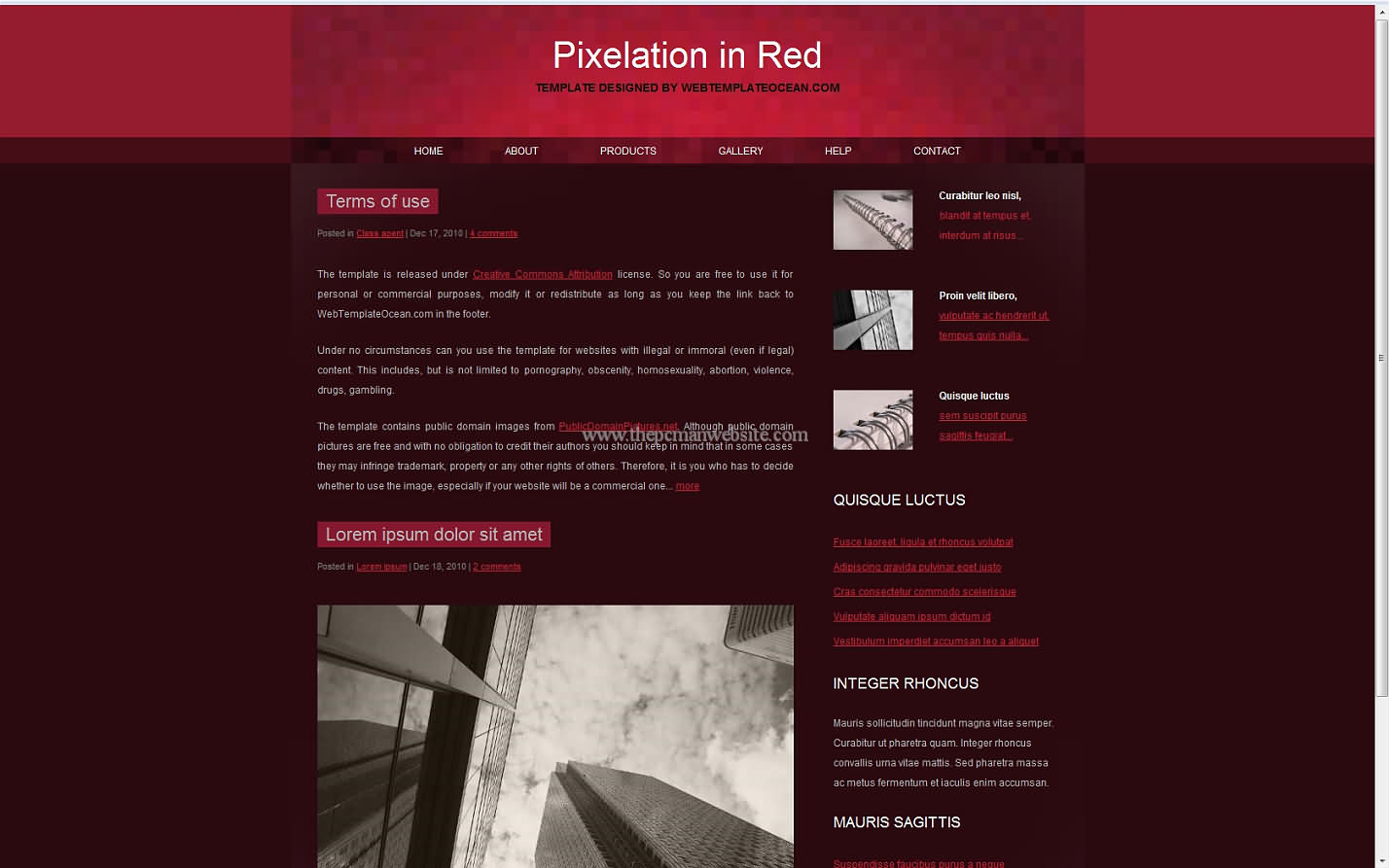 Pixelationinred css template