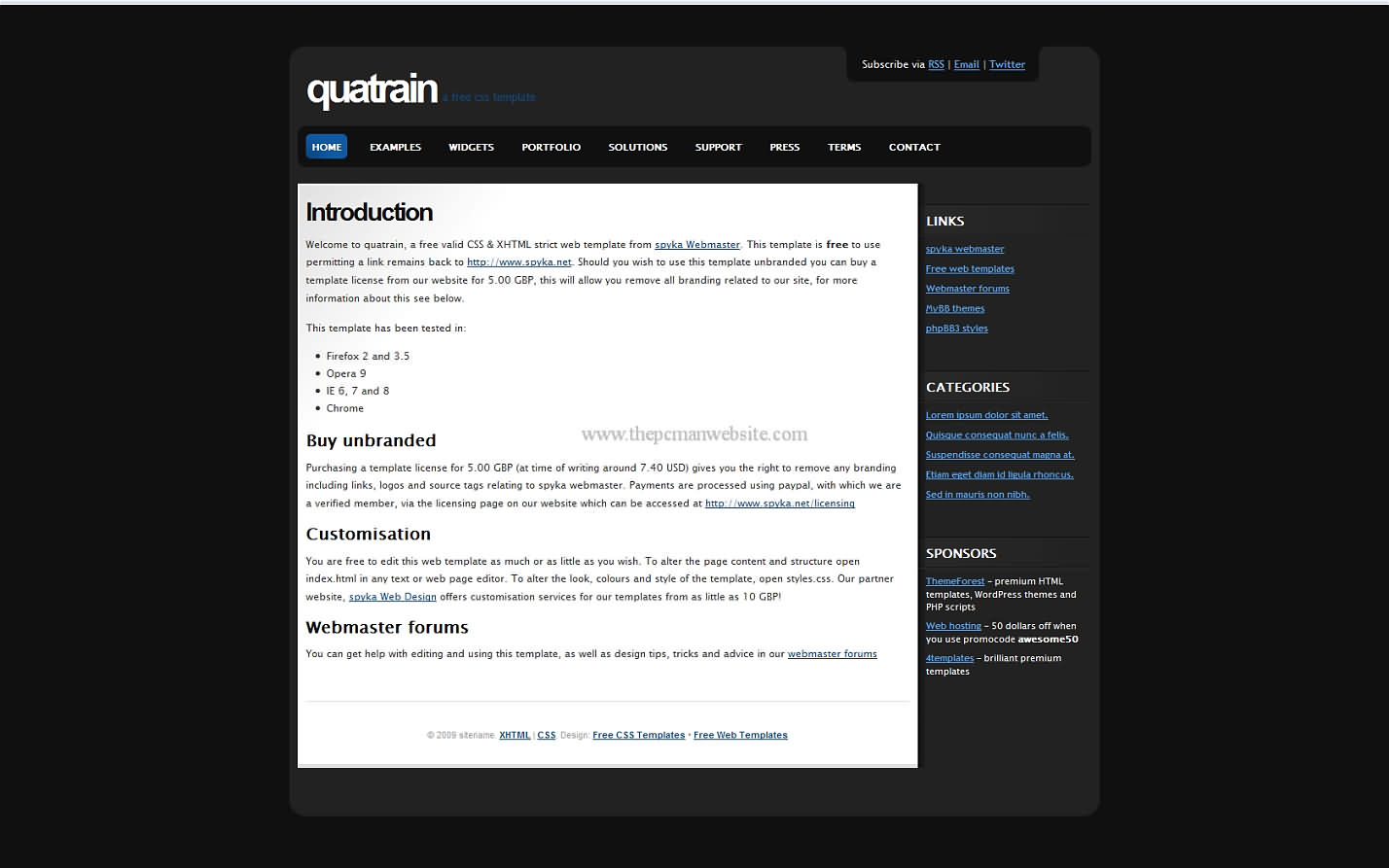 Quatrain css template