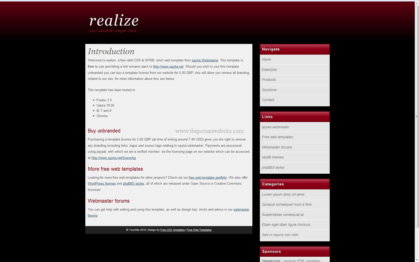 Realize css template
