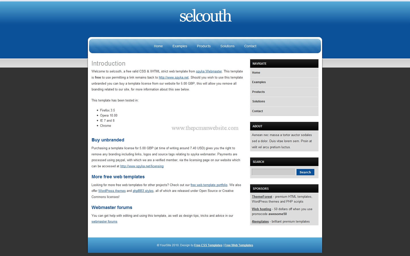 Selcouth css template