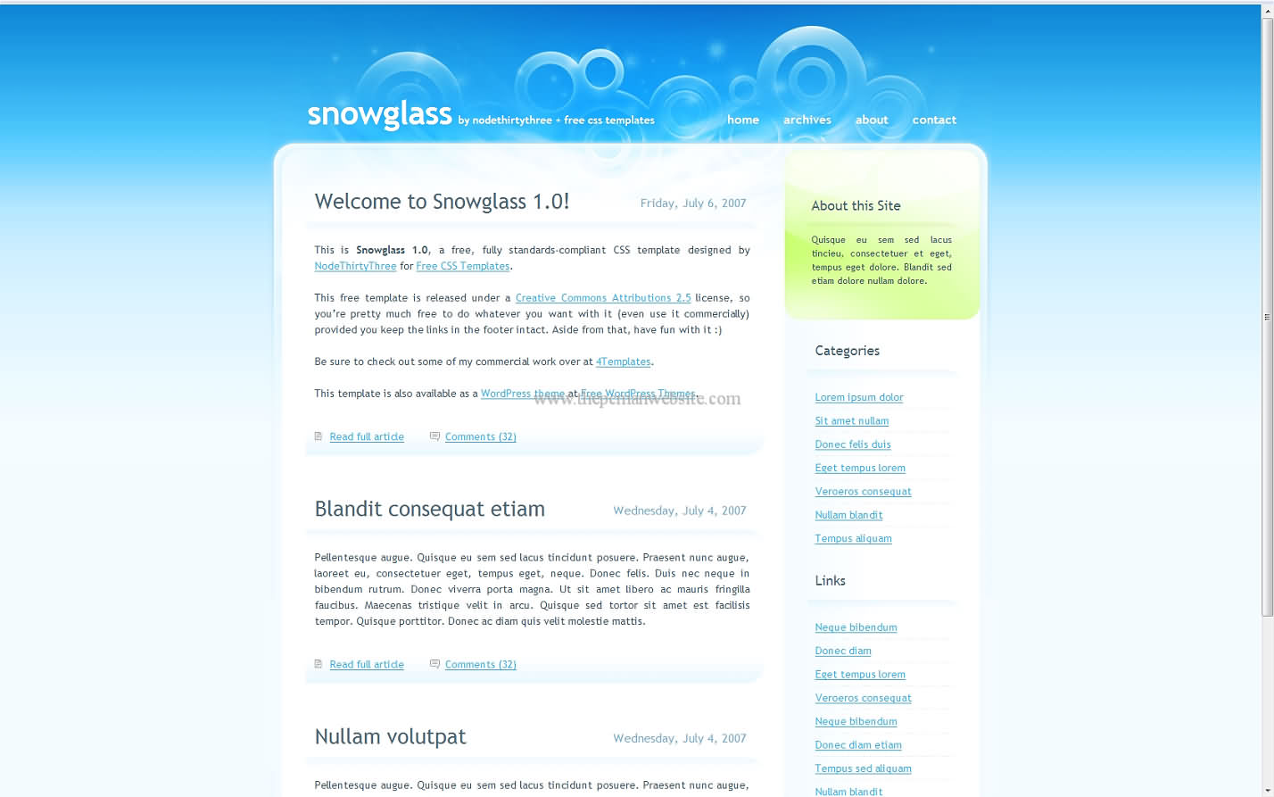 Snowglass css template